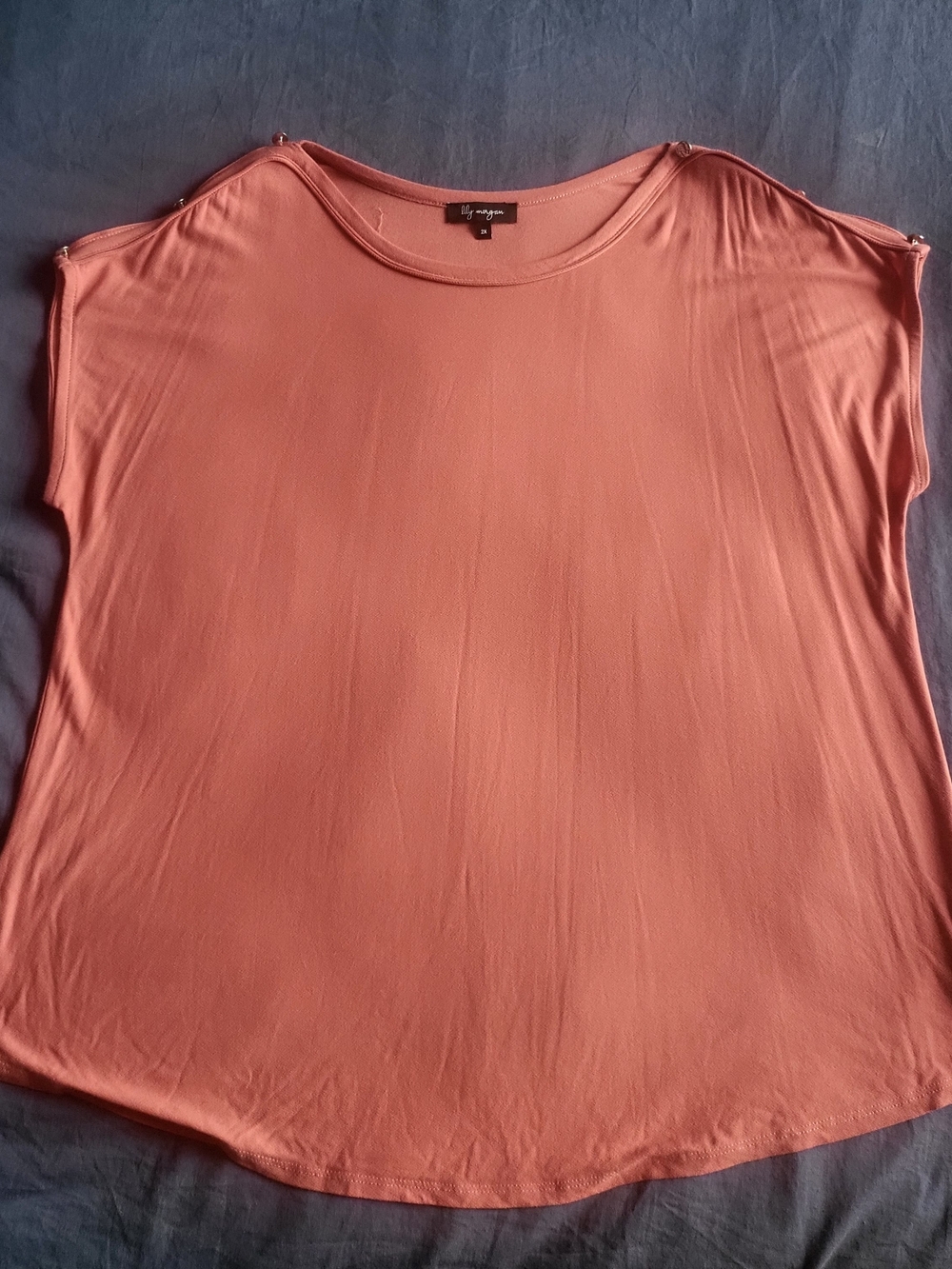 Lightweight Dusty Rose Short Sleeve Blouse by Lily Morgan